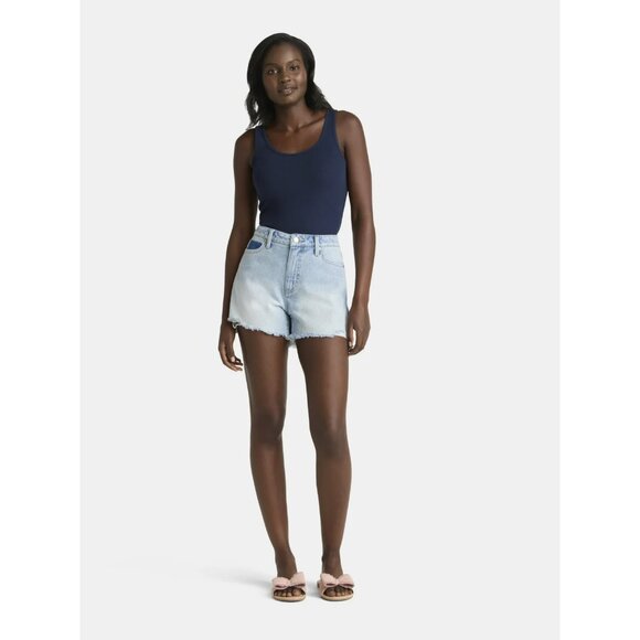 Time and Tru Women's Destructed 4" Denim Short, Size 12, Relaxed Fit, High-Rise - Picture 3 of 5
